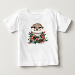 Camiseta De Bebé Nutria de Navidad