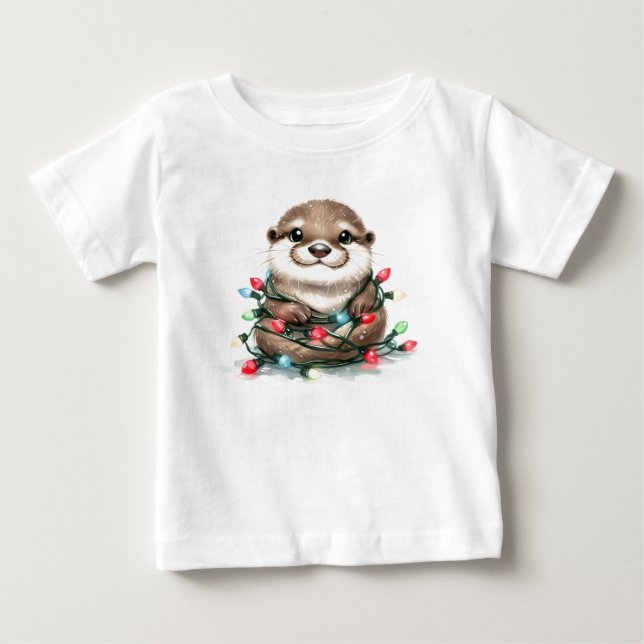 Camiseta De Bebé Nutria de Navidad (Anverso)