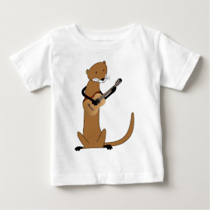 Camiseta De Bebé Nutria que toca la guitarra