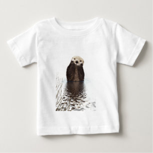 Camiseta De Bebé Nutria sonriente adorable en el lago