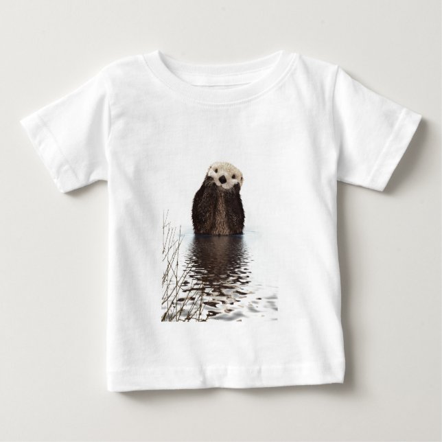 Camiseta De Bebé Nutria sonriente adorable en el lago (Anverso)
