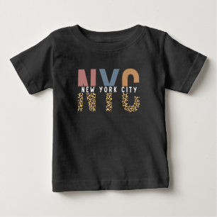 Camiseta De Bebé NYC New York City Cheetah print Typography