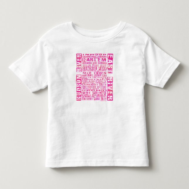 Camiseta De Bebé NYC Vecindarios Hot Pink (Anverso)
