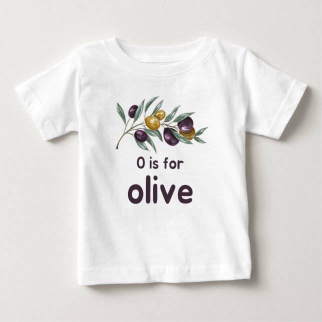Camiseta De Bebé O es para OLIVE Green Veggie Alphabet O (Anverso)