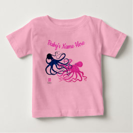 Camiseta De Bebé Octopodos azules y rosados - Traje para bodypies d