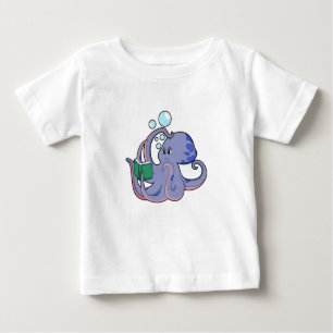Camiseta De Bebé Octopus al leer con un libro
