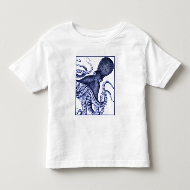 Camiseta De Bebé Octopus azul paisajístico (Anverso)