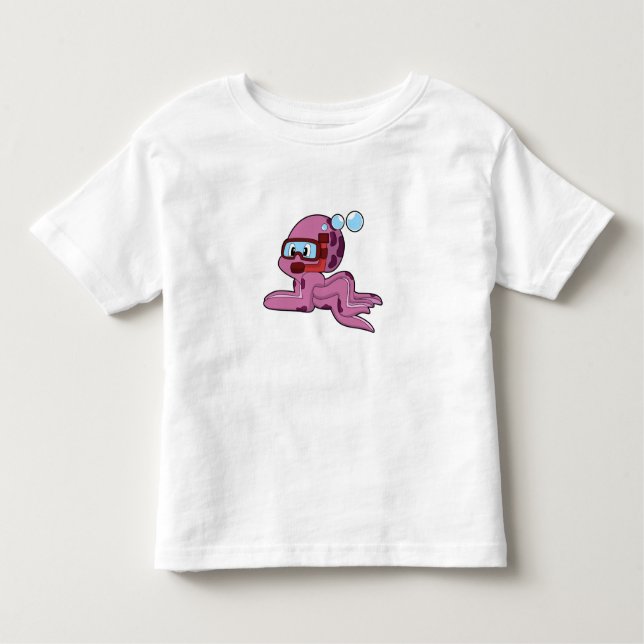 Camiseta De Bebé Octopus como buceador con Snorkel (Anverso)
