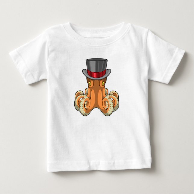 Camiseta De Bebé Octopus como Caballero con sombrero superior (Anverso)