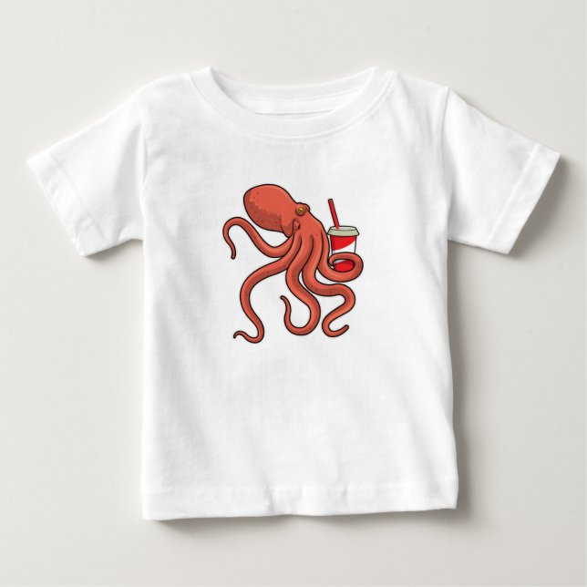 Camiseta De Bebé Octopus con bebida (Anverso)
