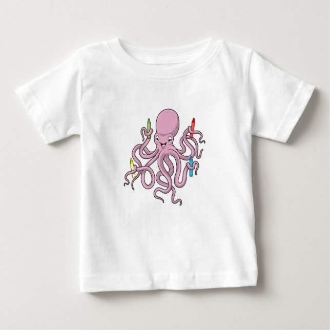 Camiseta De Bebé Octopus con Crayon (Anverso)