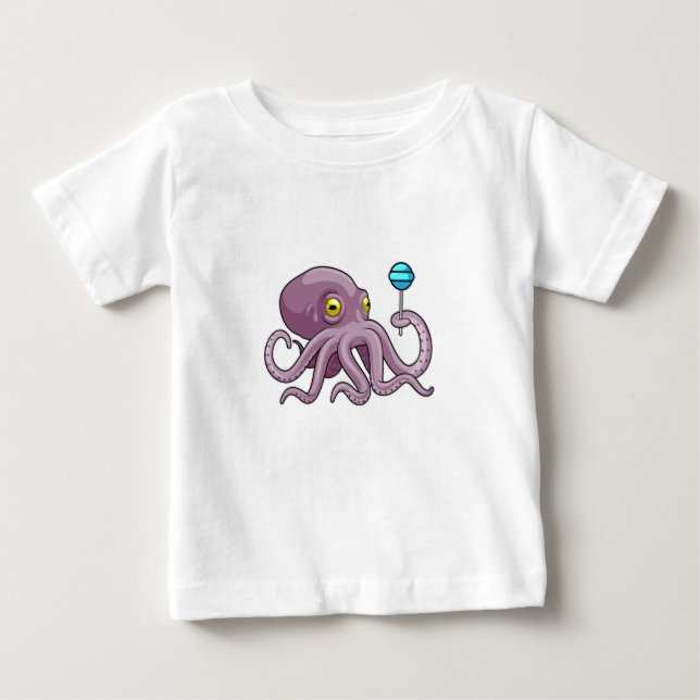 Camiseta De Bebé Octopus con Lollipop (Anverso)