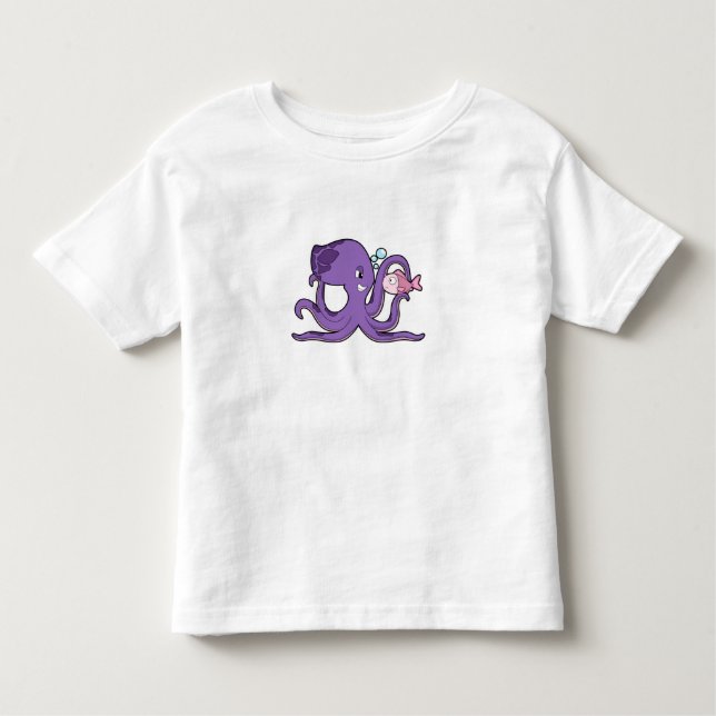 Camiseta De Bebé Octopus con pescado.PNG (Anverso)