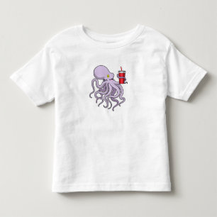 Camiseta De Bebé Octopus con tazón para beber
