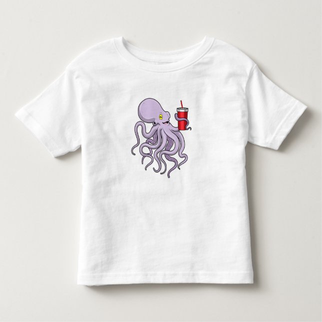 Camiseta De Bebé Octopus con tazón para beber (Anverso)