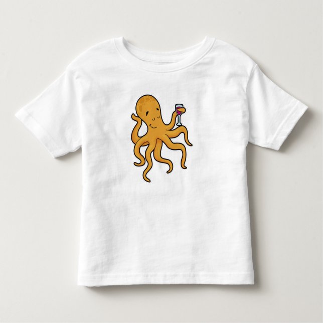 Camiseta De Bebé Octopus con vidrio de jugo (Anverso)