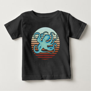 Camiseta De Bebé Octopus de estilo retro de los años 70