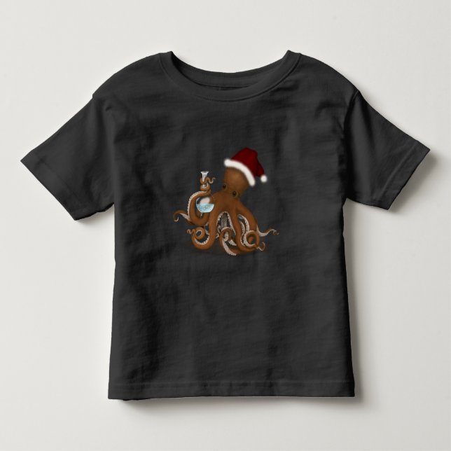 Camiseta De Bebé Octopus de química en Santa Hat Steampunk Navidade (Anverso)