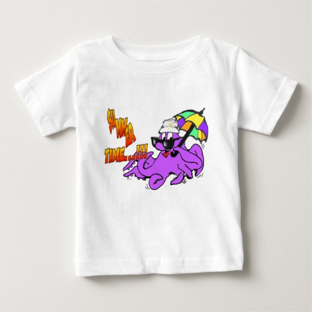 Camiseta De Bebé Octopus de verano Toddler Ruffle Tee (Anverso)