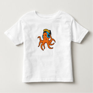 Camiseta De Bebé Octopus en la música con auriculares