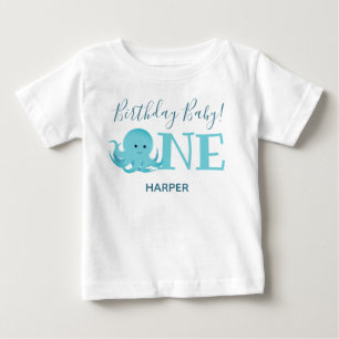 Camiseta De Bebé Octopus lindo nombre primer cumpleaños bebé camise