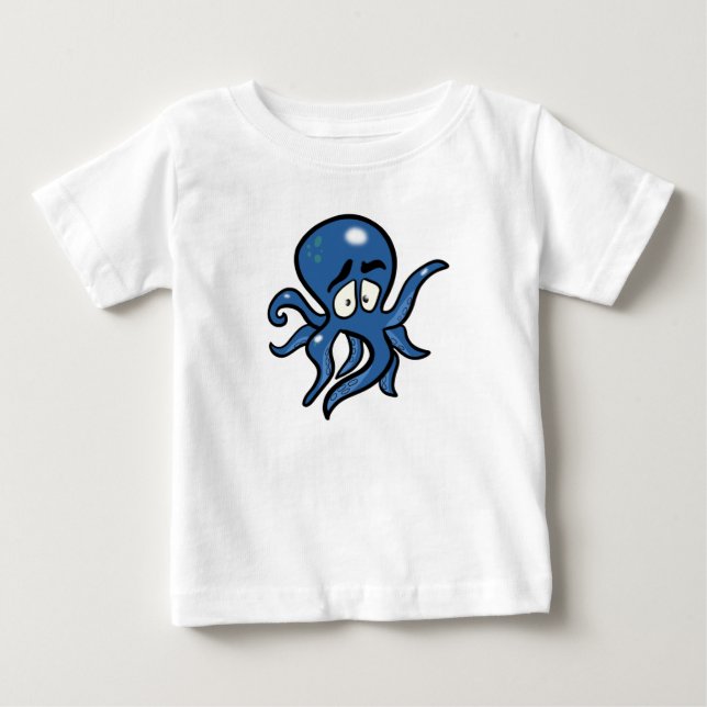 Camiseta De Bebé Octopus Personalizado azul (Anverso)
