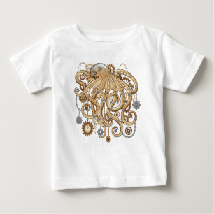 Camiseta De Bebé Octopus Steampunk Surreal Retro Style Machine