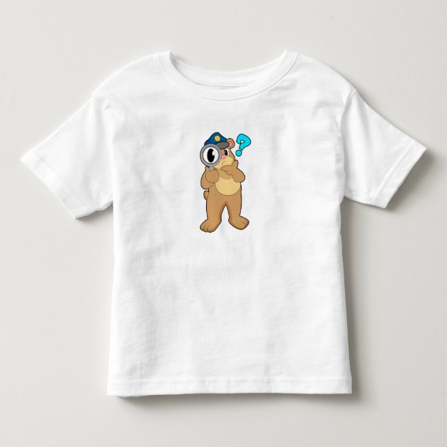 Camiseta De Bebé Oficial de policía del oso Vidrio de aumento (Anverso)