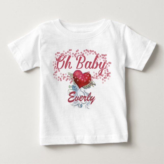 Camiseta De Bebé Oh Bebé Burbujas del Corazón Giraladas Personaliza (Anverso)