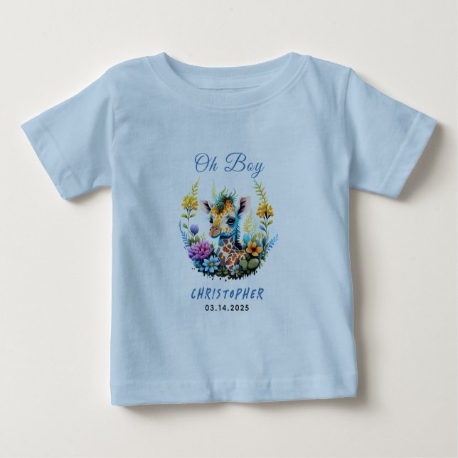 Camiseta De Bebé ¡Oh, chico! Baby Giraffe Baby Shower (Anverso)
