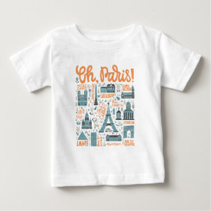 Camiseta De Bebé ¡Oh, París! tipografía de la ciudad del  