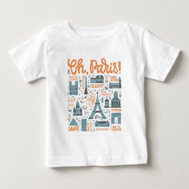 Camiseta De Bebé Oh, Paris! | Town Typography (Anverso)