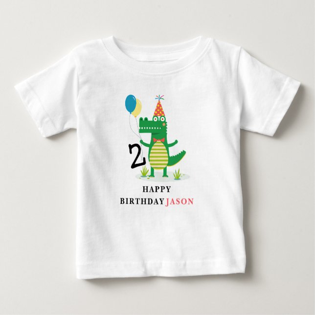 Camiseta De Bebé Oh Snap Caimán Lindo en Cumpleaños de Niños en Pan (Anverso)