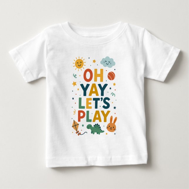 Camiseta De Bebé Oh Yay Let's Play - Niños divertidos con arte en e (Anverso)
