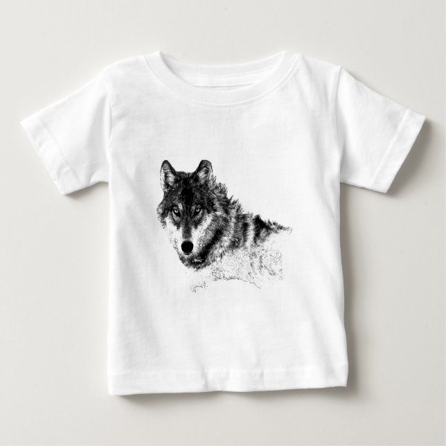 Camiseta De Bebé Ojos de lobo Inspirador blanco negro (Anverso)