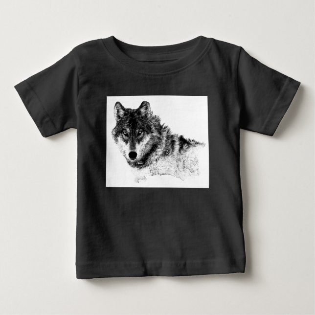 Camiseta De Bebé Ojos de lobo Inspirador blanco negro (Anverso)