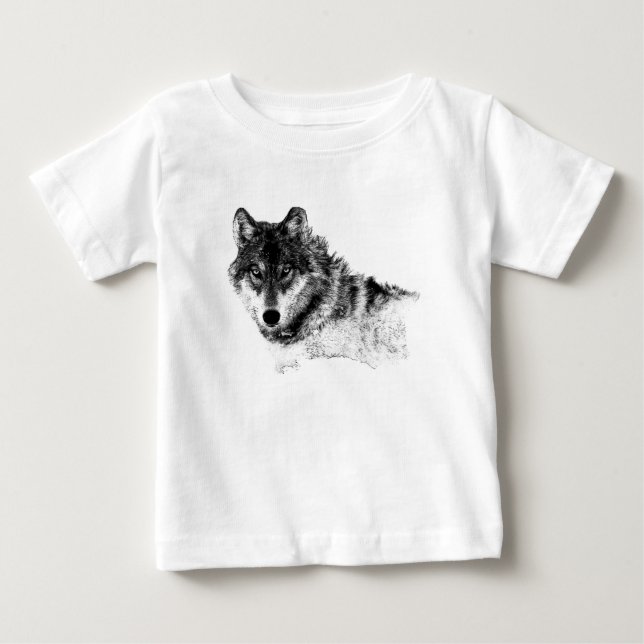 Camiseta De Bebé Ojos de lobo Inspirador blanco negro (Anverso)