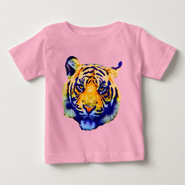 Camiseta De Bebé Ojos de Tigre Pop Art (Anverso)