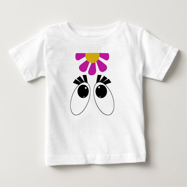 Camiseta De Bebé Ojos personalizados con flores amarillas rosas (Anverso)
