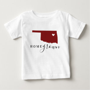 Camiseta De Bebé Oklahoma Cultivado en Casa Rojo y Negro