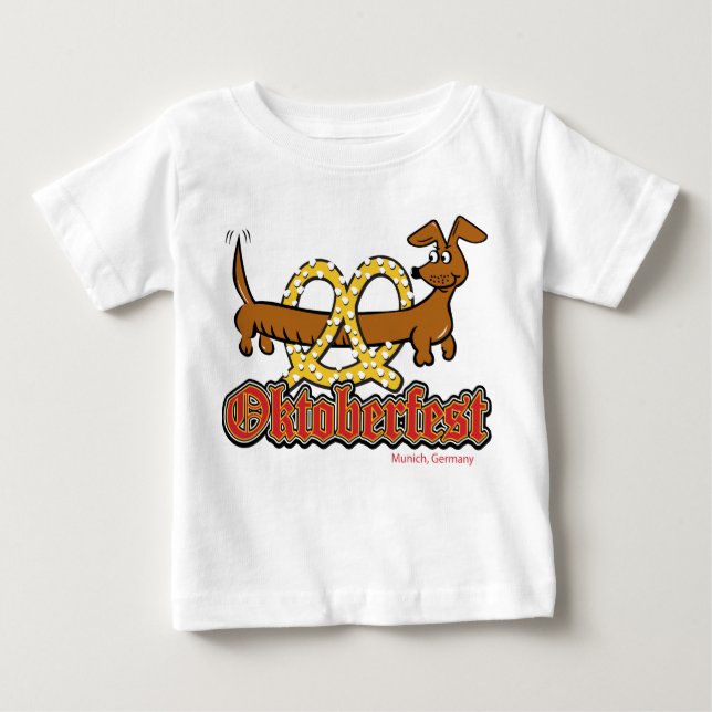 Camiseta De Bebé Oktoberfest Dachshund y Pretzel (Anverso)