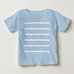 Camiseta De Bebé Olas de mar azul blanco rayas patrón náutico