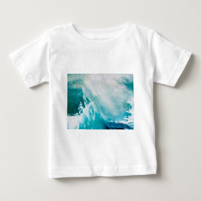 CAMISETA DE BEBÉ OLAS DE MAR BLANCAS AZULES EN LA TORMENTA (Anverso)