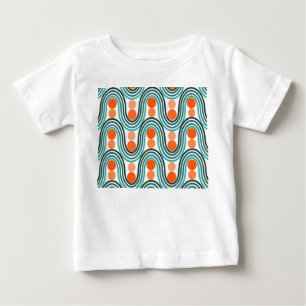 Camiseta De Bebé Olas y círculos modernos de mediados del siglo XX