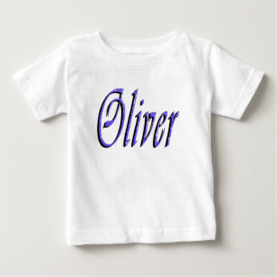 Camiseta De Bebé Oliver, nombre, logotipo, camiseta blanca del bebé