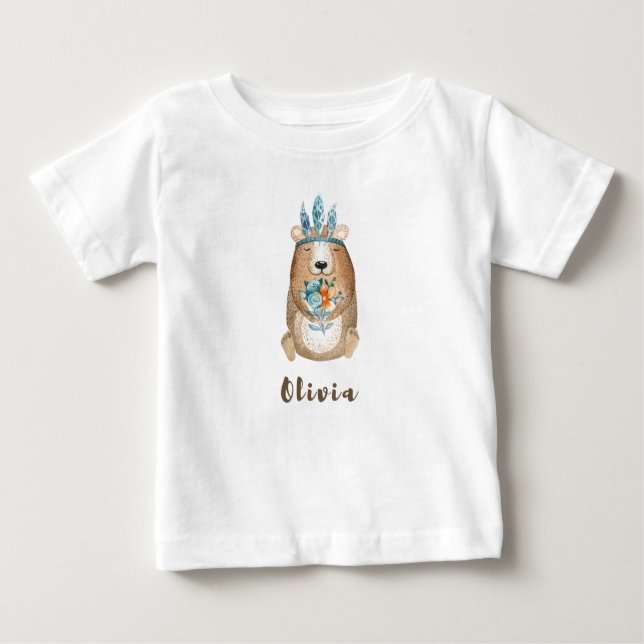 Camiseta De Bebé Olivia Boho Bear (Anverso)