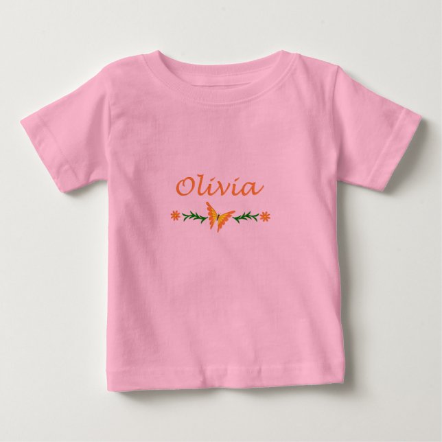 Camiseta De Bebé Olivia (Mariposa Naranja) (Anverso)