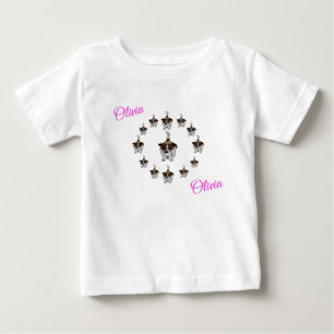 Camiseta De Bebé "Olivia" Nombre Con Fox Terriers, Baby Tshirt