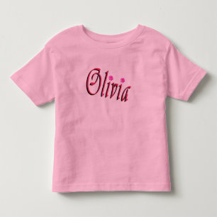 Camiseta De Bebé "Olivia" Rojo y Rosa Nombre Olivia,