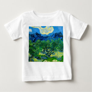 Camiseta De Bebé Olivos Van Gogh en un paisaje montañoso